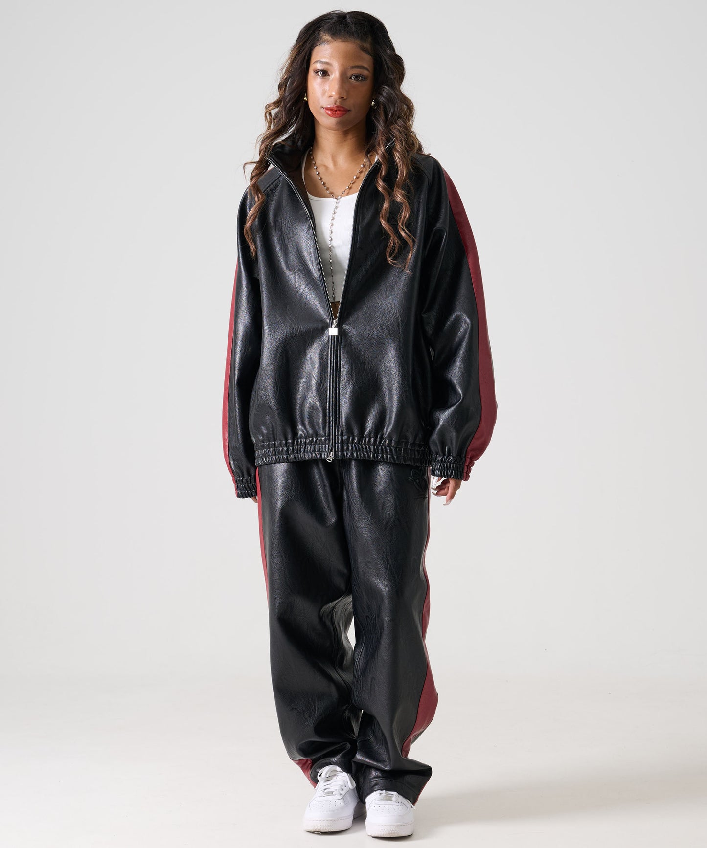 【Black Friday30%OFF】FAUX LEATHER TRACK PANTS/フェイクレザー トラックパンツ【FAM-52500】