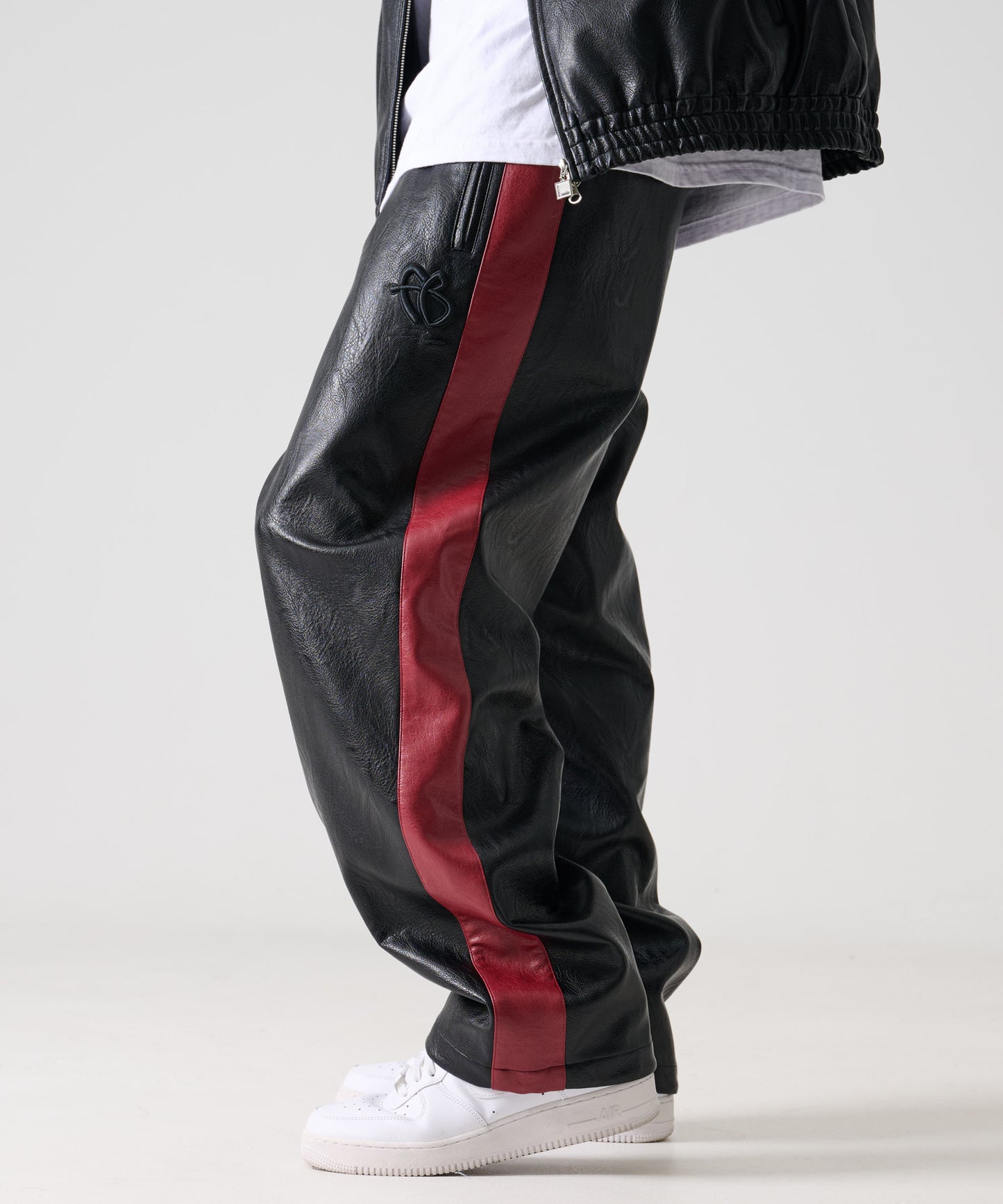 【Black Friday30%OFF】FAUX LEATHER TRACK PANTS/フェイクレザー トラックパンツ【FAM-52500】