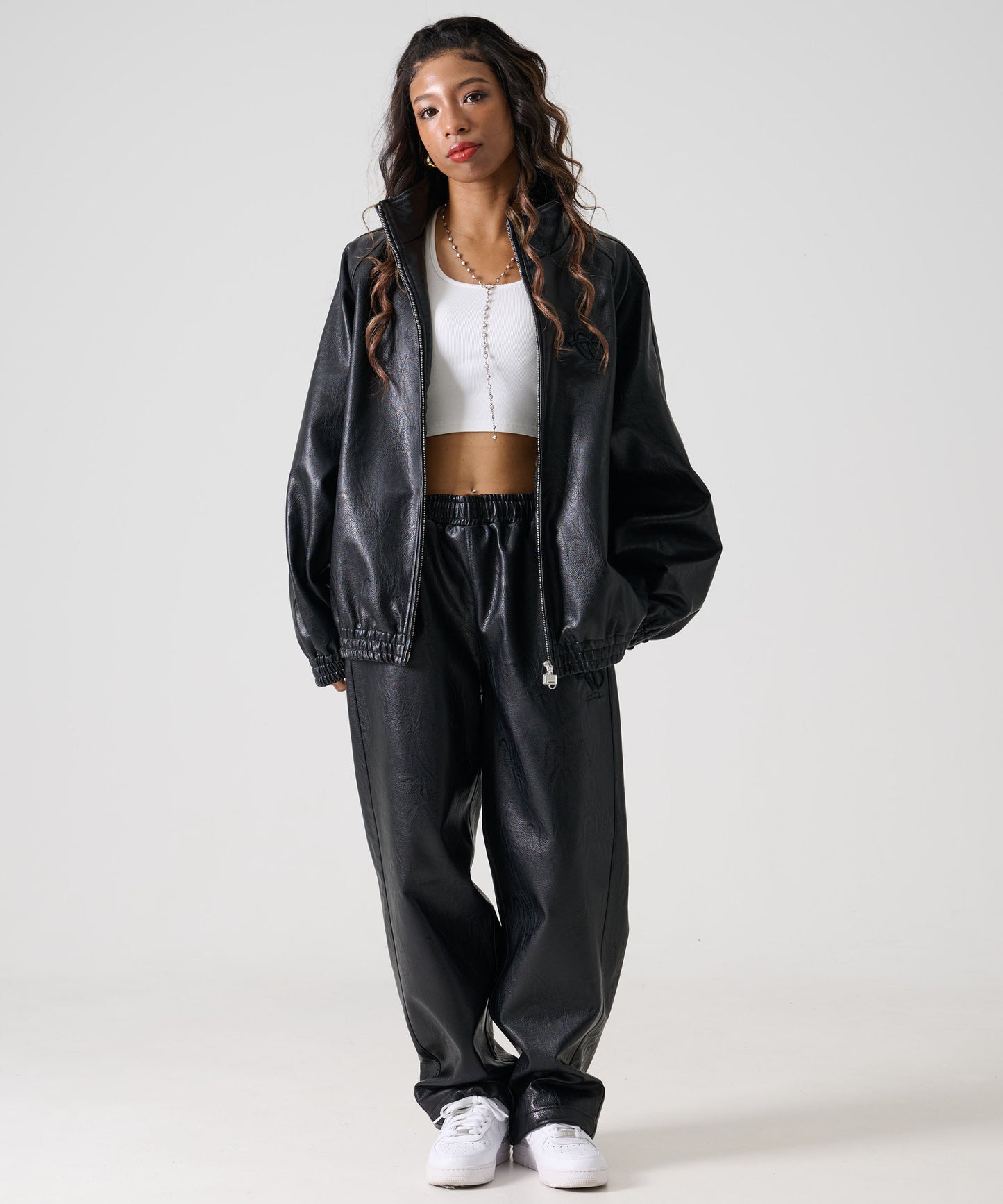 【Black Friday30%OFF】FAUX LEATHER TRACK PANTS/フェイクレザー トラックパンツ【FAM-52500】