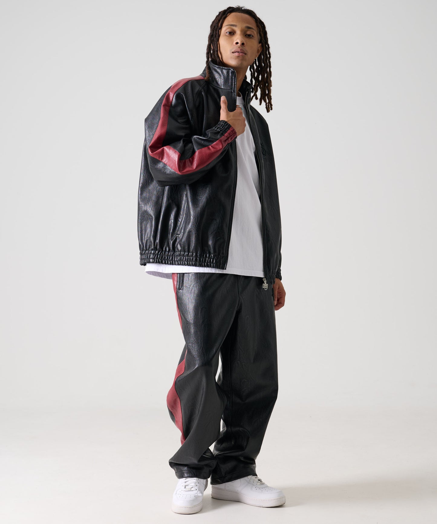 【Black Friday30%OFF】FAUX LEATHER TRACK PANTS/フェイクレザー トラックパンツ【FAM-52500】