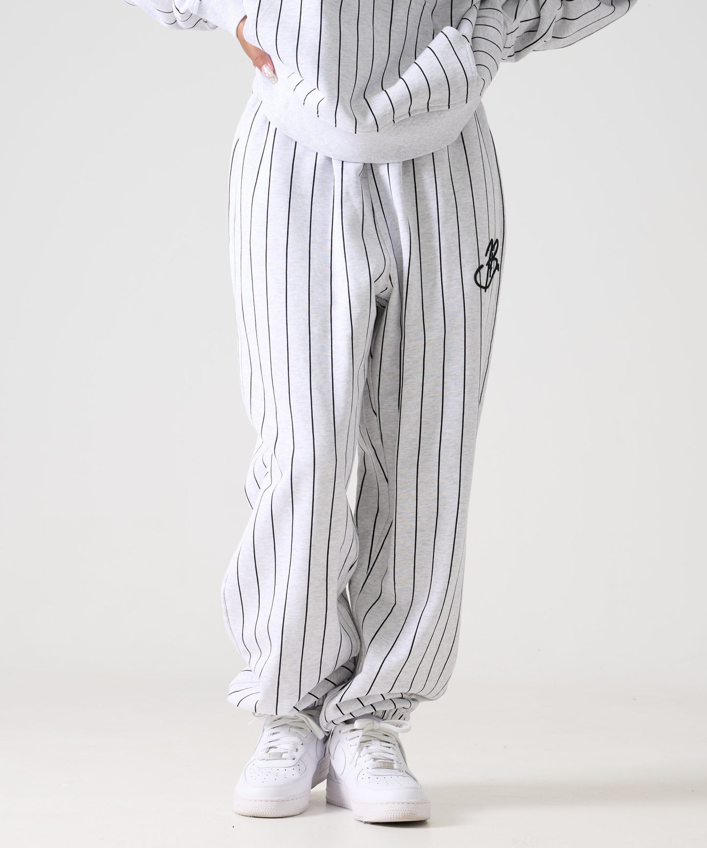 【Black Friday30%OFF】STRIPE SWEAT PANTS/スタッズ デニム パンツ ワイド 【FAM-52503】