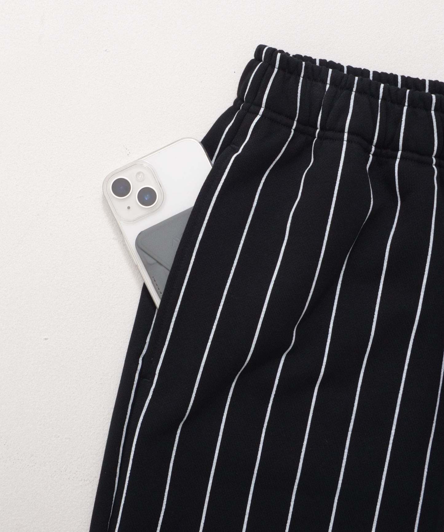 【Black Friday30%OFF】STRIPE SWEAT PANTS/スタッズ デニム パンツ ワイド 【FAM-52503】