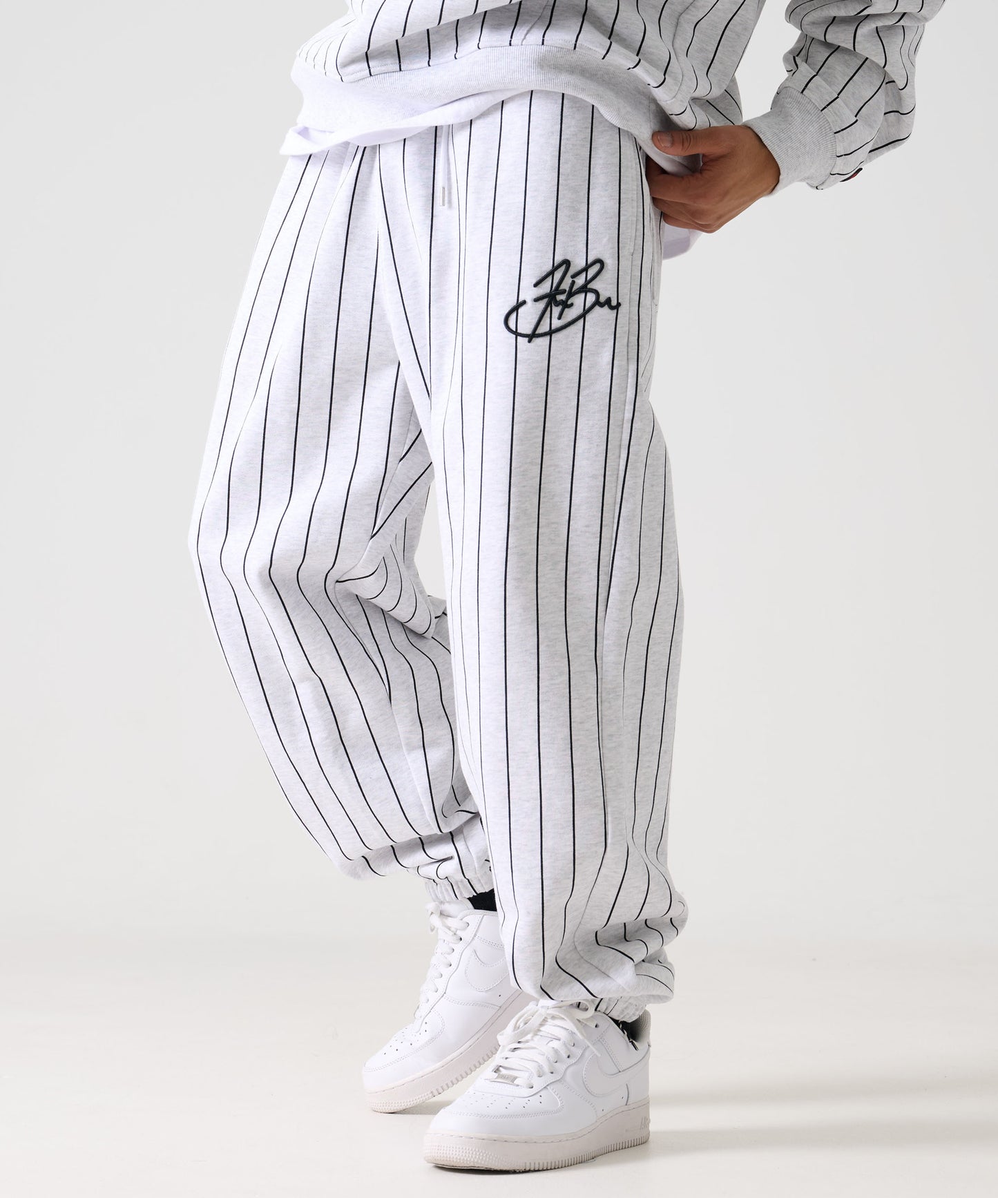 【Black Friday30%OFF】STRIPE SWEAT PANTS/スタッズ デニム パンツ ワイド 【FAM-52503】