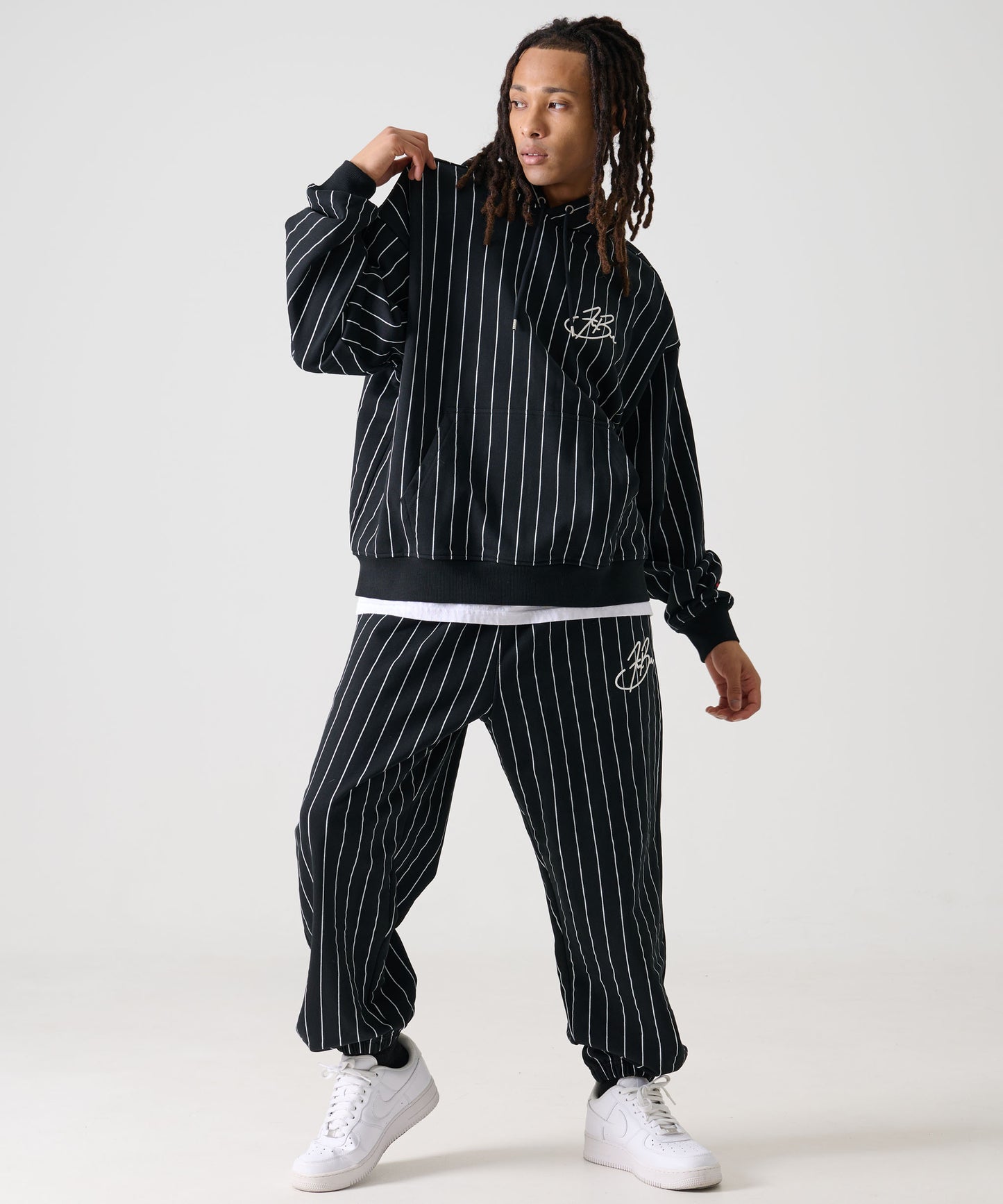 【Black Friday30%OFF】STRIPE SWEAT PANTS/スタッズ デニム パンツ ワイド 【FAM-52503】