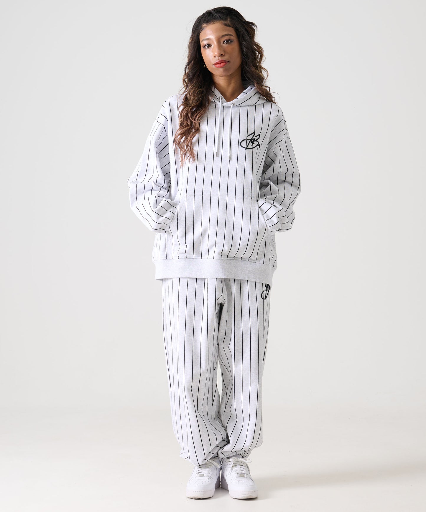 【Black Friday30%OFF】STRIPE SWEAT PANTS/スタッズ デニム パンツ ワイド 【FAM-52503】