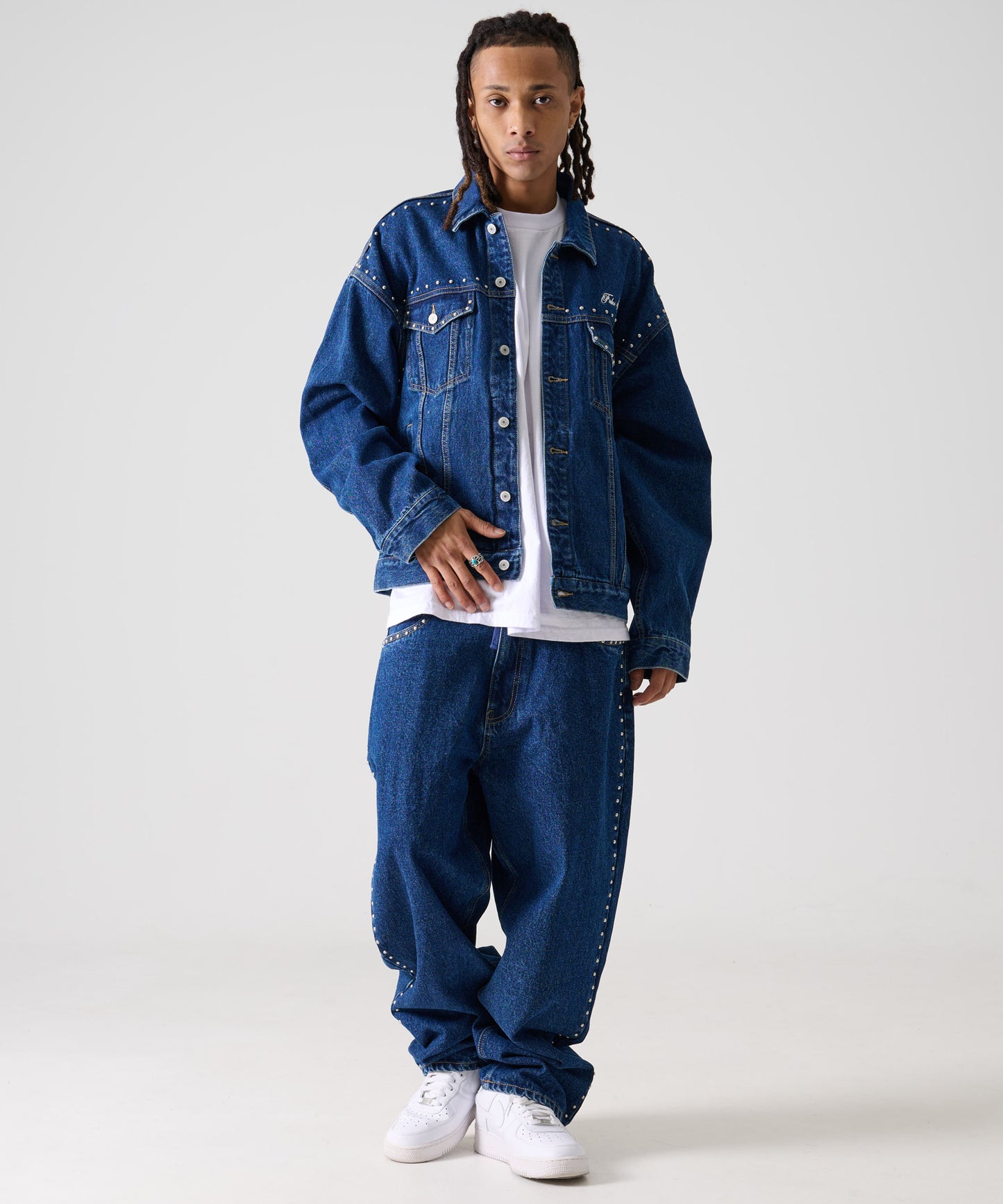 【Black Friday30%OFF】STUDS DENIM PANTS/ストライプ スウェットパンツ 【FAM-52507】