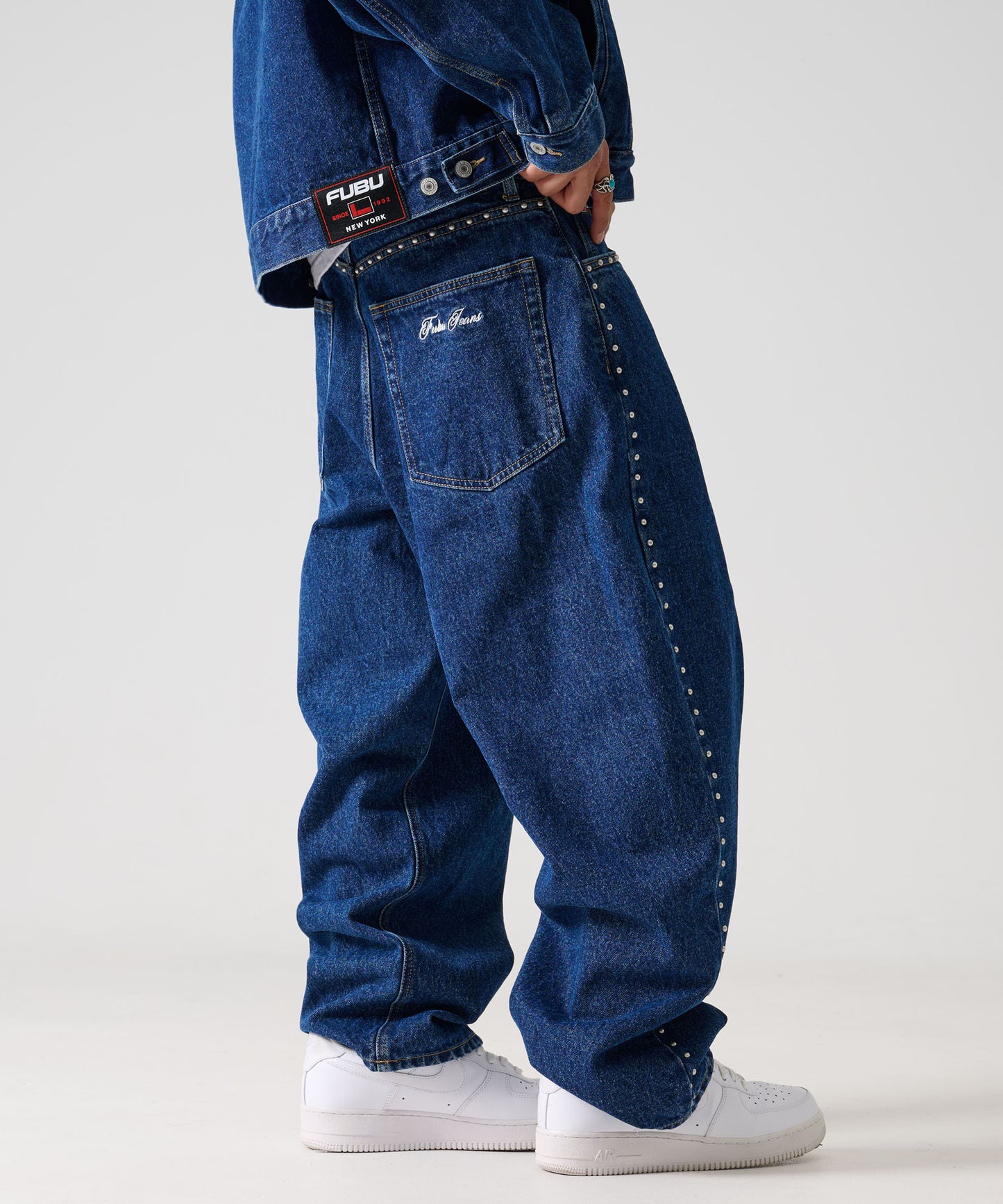 【Black Friday30%OFF】STUDS DENIM PANTS/ストライプ スウェットパンツ 【FAM-52507】