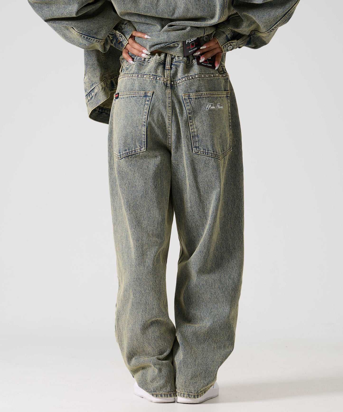 【Black Friday30%OFF】STUDS DENIM PANTS/ストライプ スウェットパンツ 【FAM-52507】