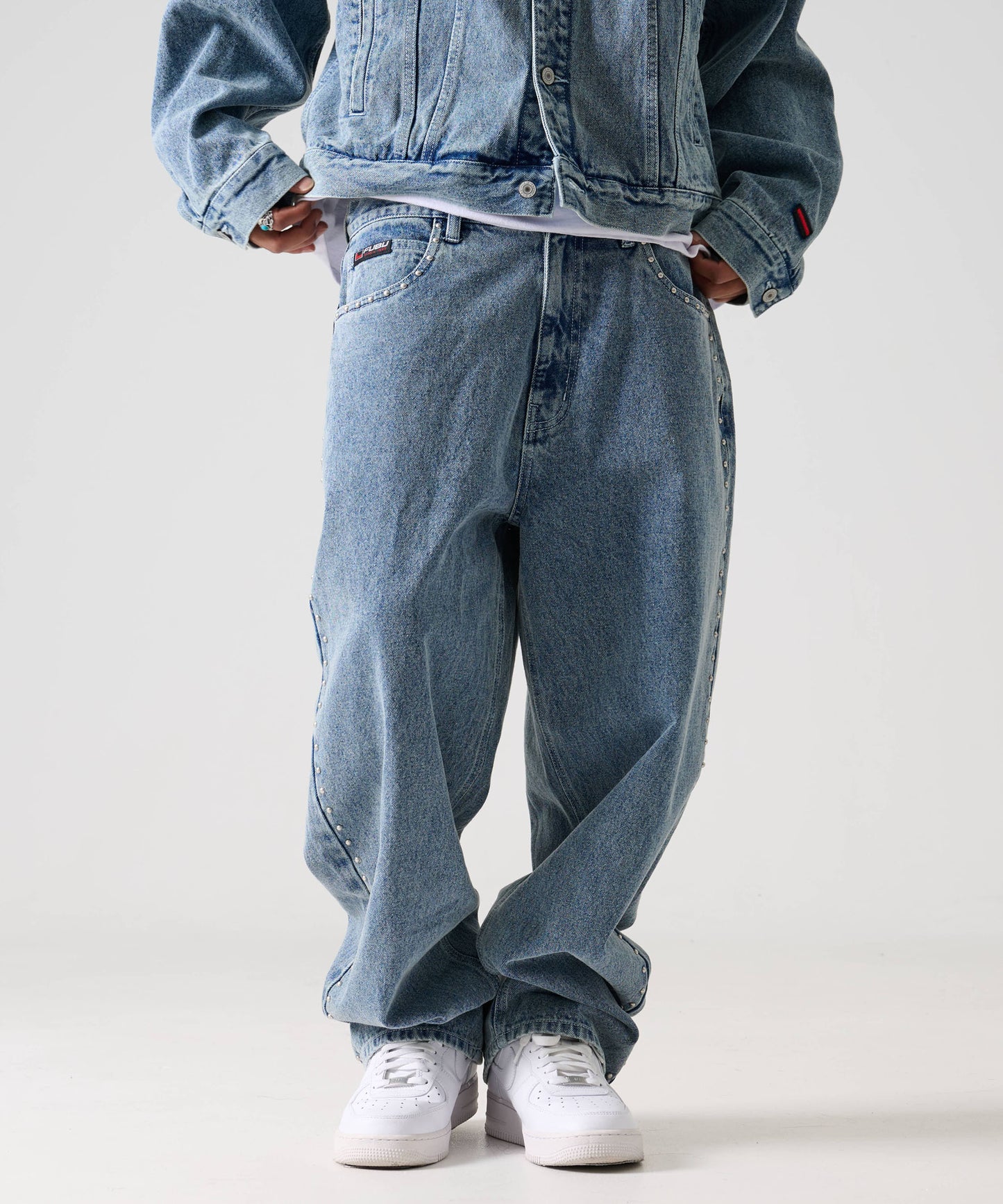 【Black Friday30%OFF】STUDS DENIM PANTS/ストライプ スウェットパンツ 【FAM-52507】