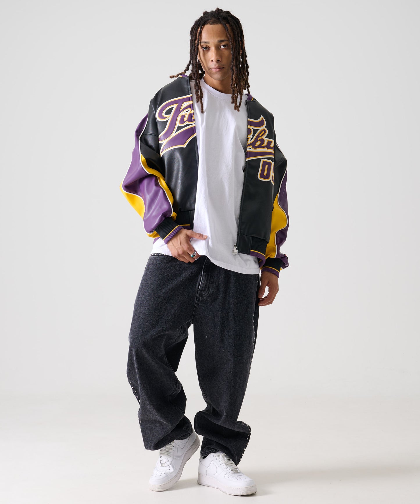 【Black Friday30%OFF】STUDS DENIM PANTS/ストライプ スウェットパンツ 【FAM-52507】