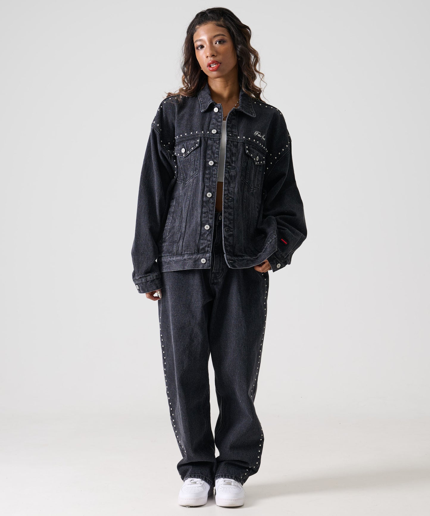【Black Friday30%OFF】STUDS DENIM PANTS/ストライプ スウェットパンツ 【FAM-52507】