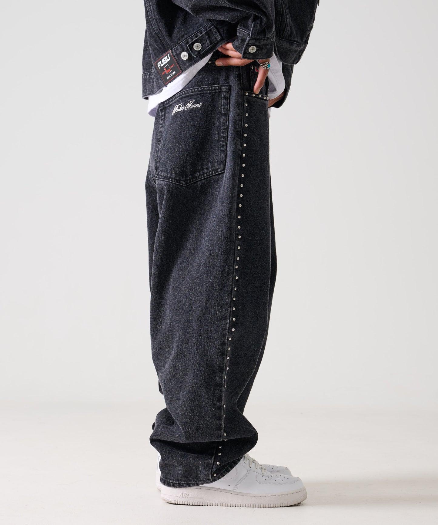 【Black Friday30%OFF】STUDS DENIM PANTS/ストライプ スウェットパンツ 【FAM-52507】
