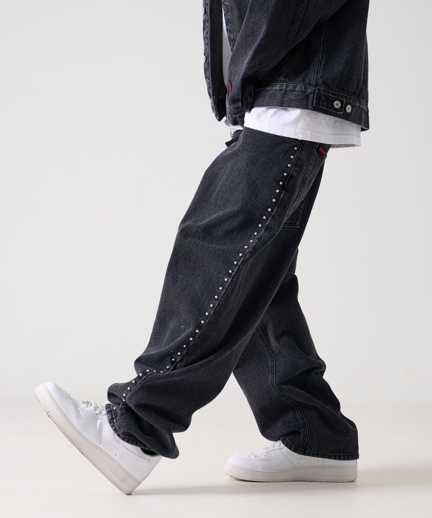 【Black Friday30%OFF】STUDS DENIM PANTS/ストライプ スウェットパンツ 【FAM-52507】