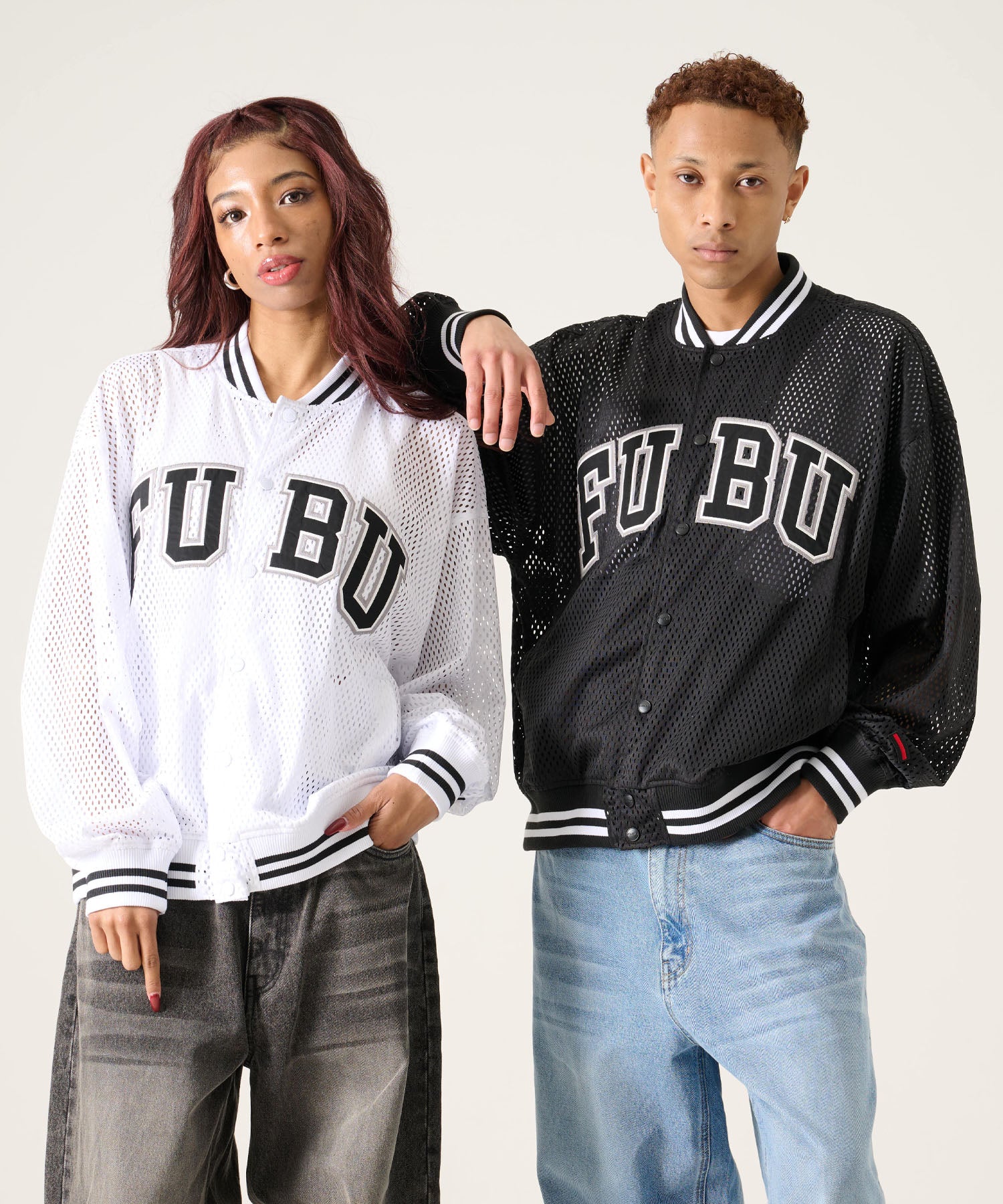 FUBU フブ メッシュ バーシティ ジャケット。FUBUはアメリカの代表的な
