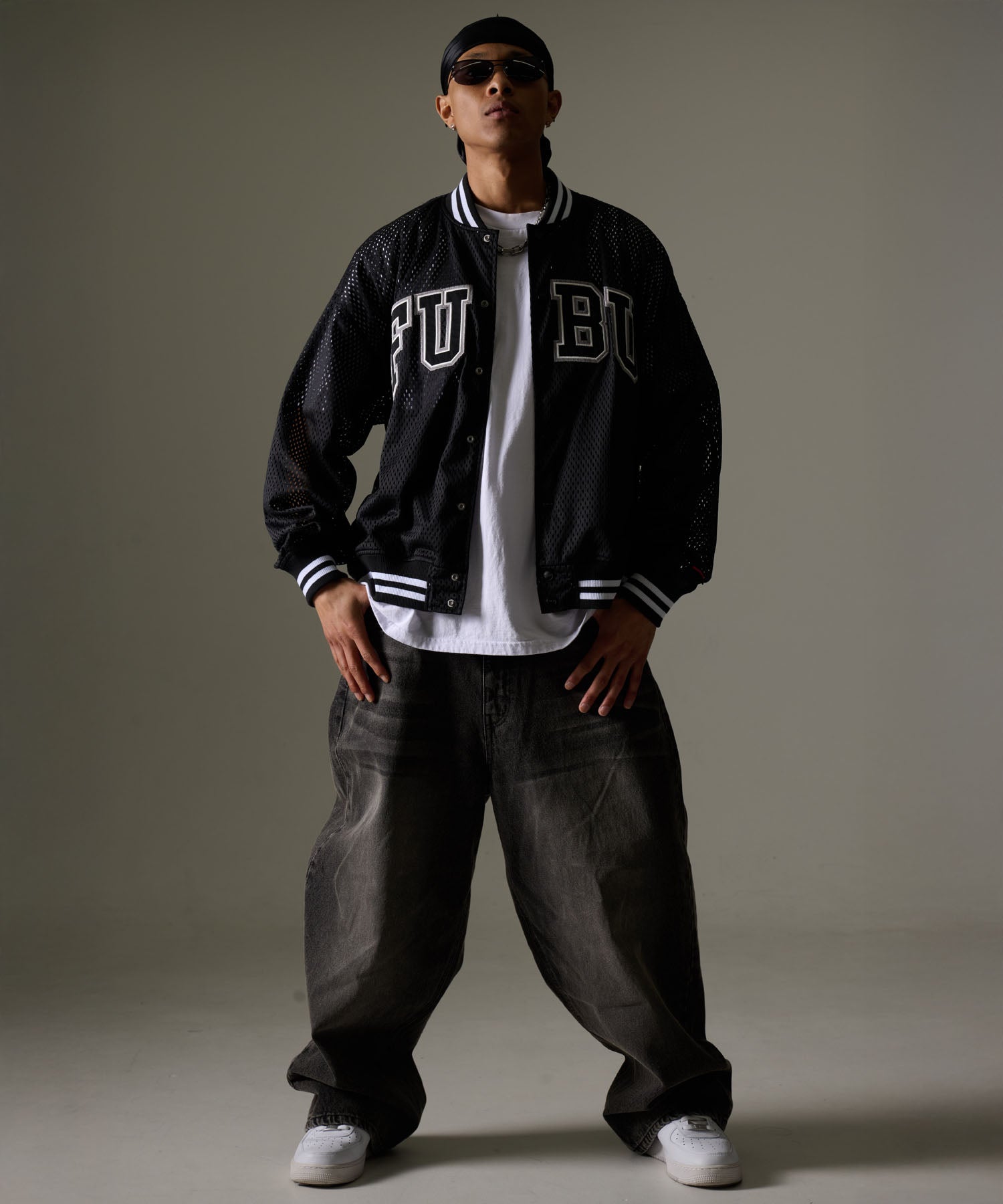 FUBU フブ メッシュ バーシティ ジャケット。FUBUはアメリカの代表的な