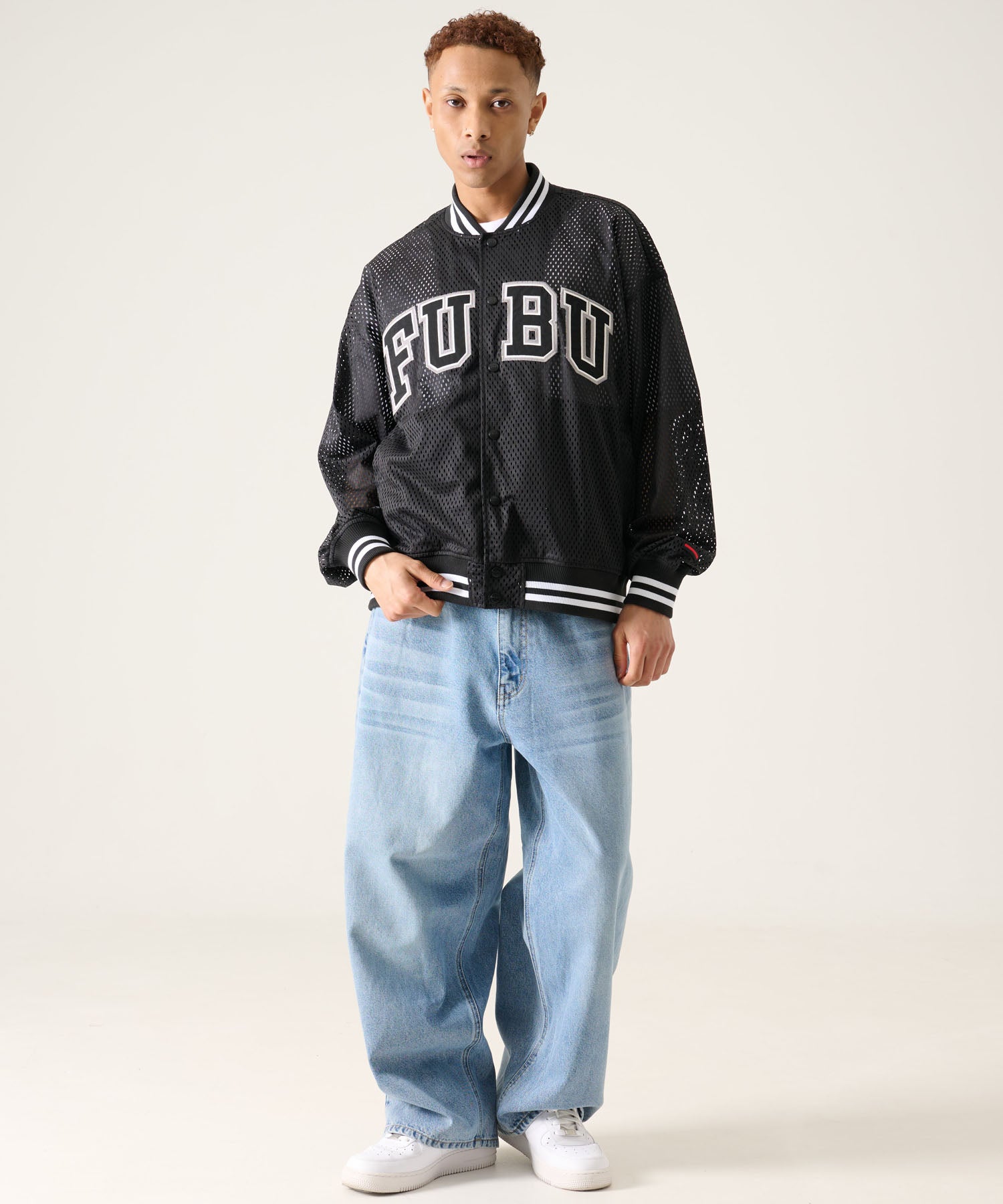FUBU フブ メッシュ バーシティ ジャケット。FUBUはアメリカの代表的な