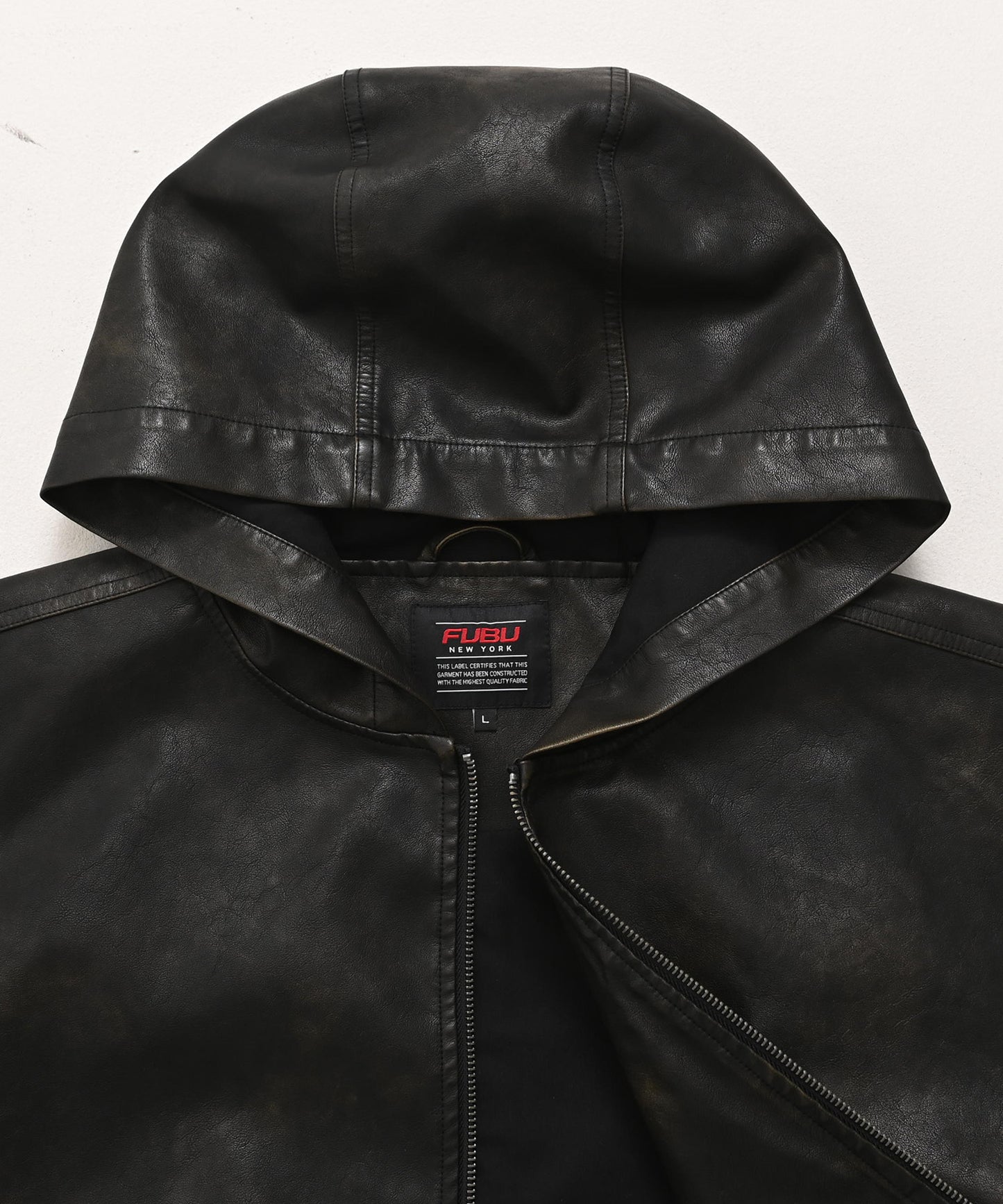 【NEW】FAUX LEATHER SHORT HOODED JACKET/フェイクレザー ショートフード付きジャケット【FAM-61303】