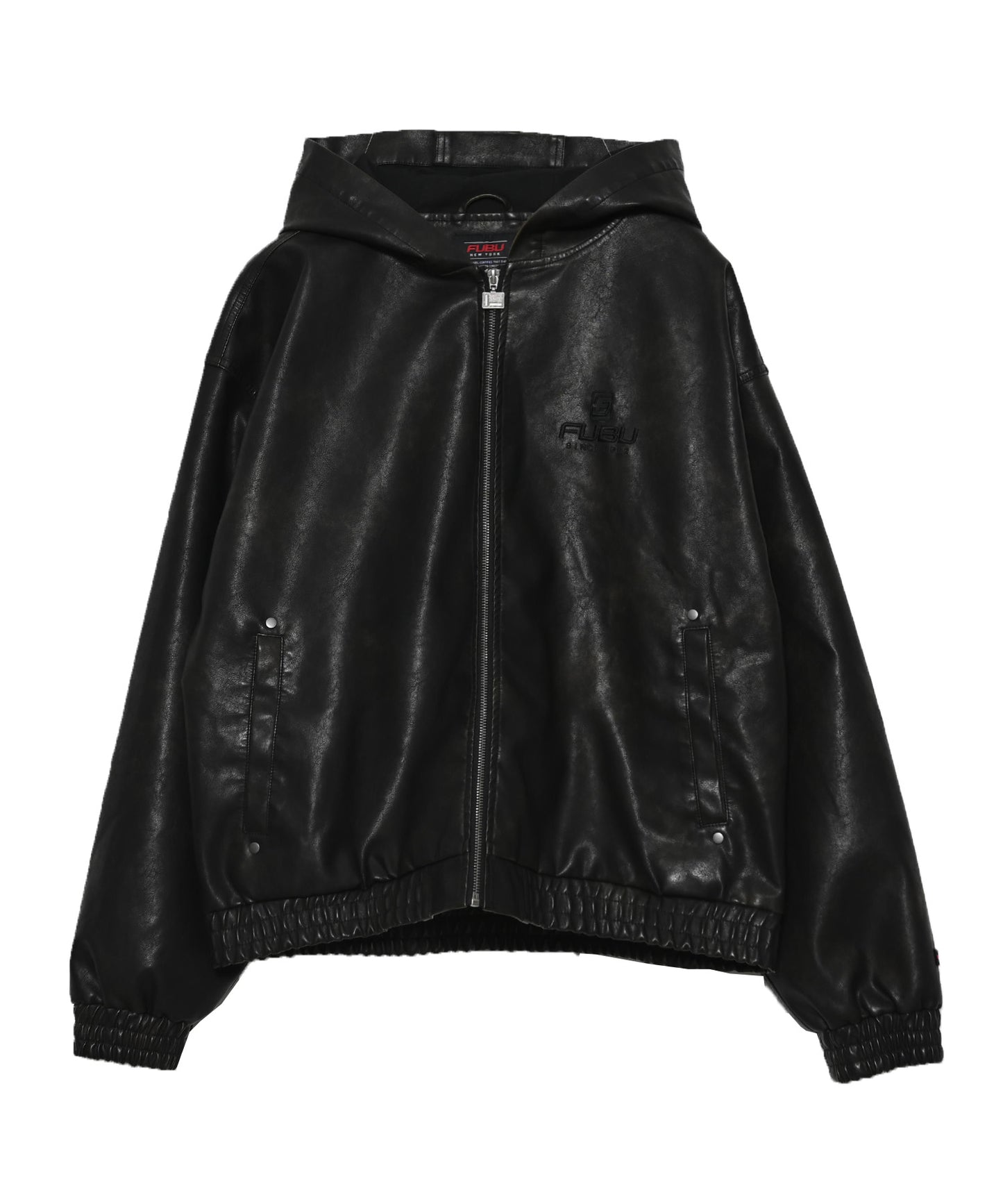 【NEW】FAUX LEATHER SHORT HOODED JACKET/フェイクレザー ショートフード付きジャケット【FAM-61303】