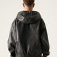 【NEW】FAUX LEATHER SHORT HOODED JACKET/フェイクレザー ショートフード付きジャケット【FAM-61303】