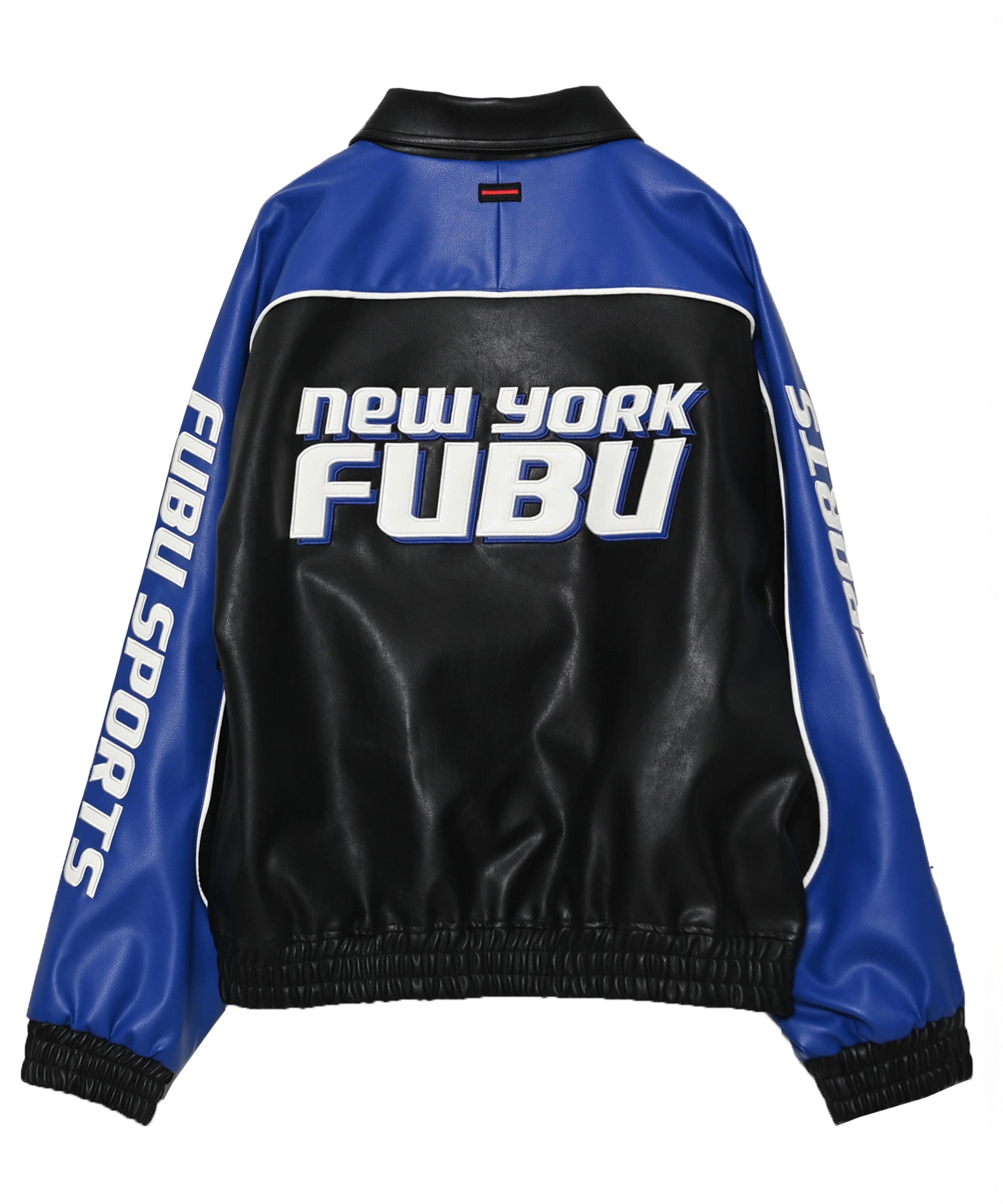 FUBU フブ レーシングモチーフのフェイクレザージャケット。FUBUは