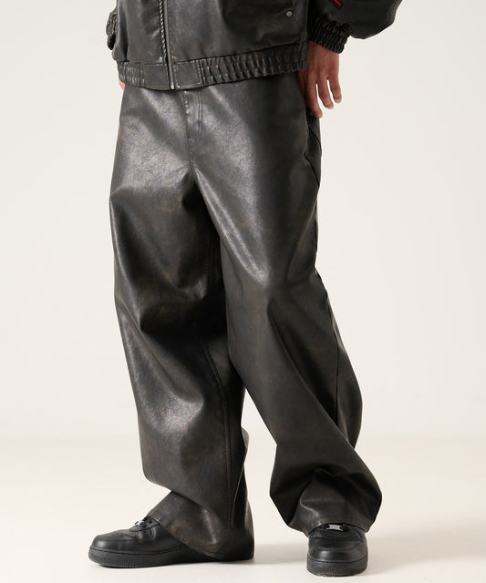 FAUX LEATHER BUGGY PANTS/フェイクレザー バギーパンツ【FAM-61502】