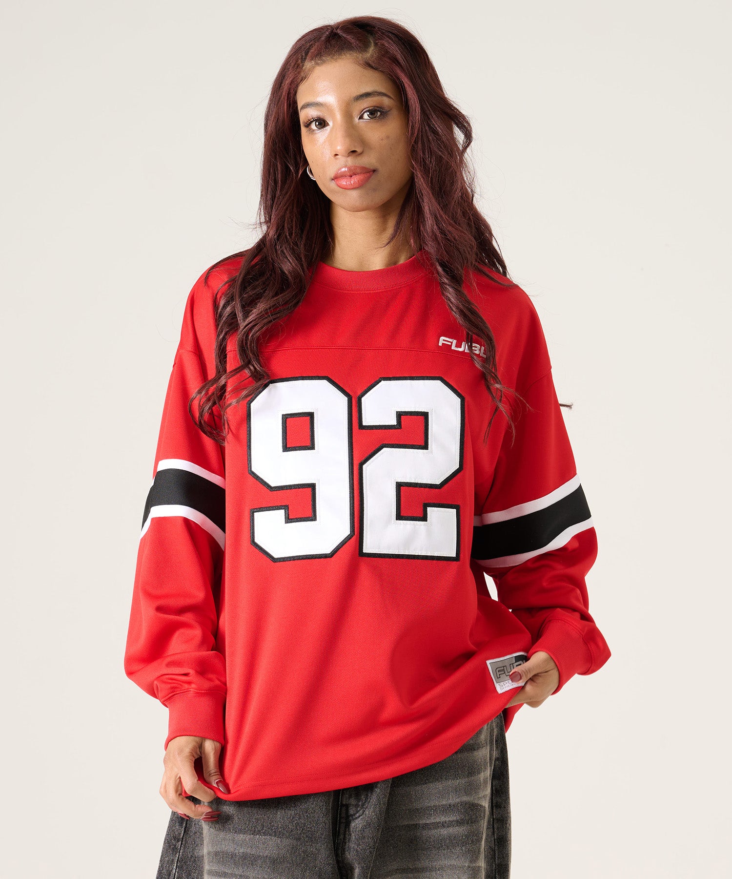 FUBUのアメリカンフットボールのユニフォームです FUBU フブ フットボールシャツ。FUBUはアメリカの代表的なHIPHOP