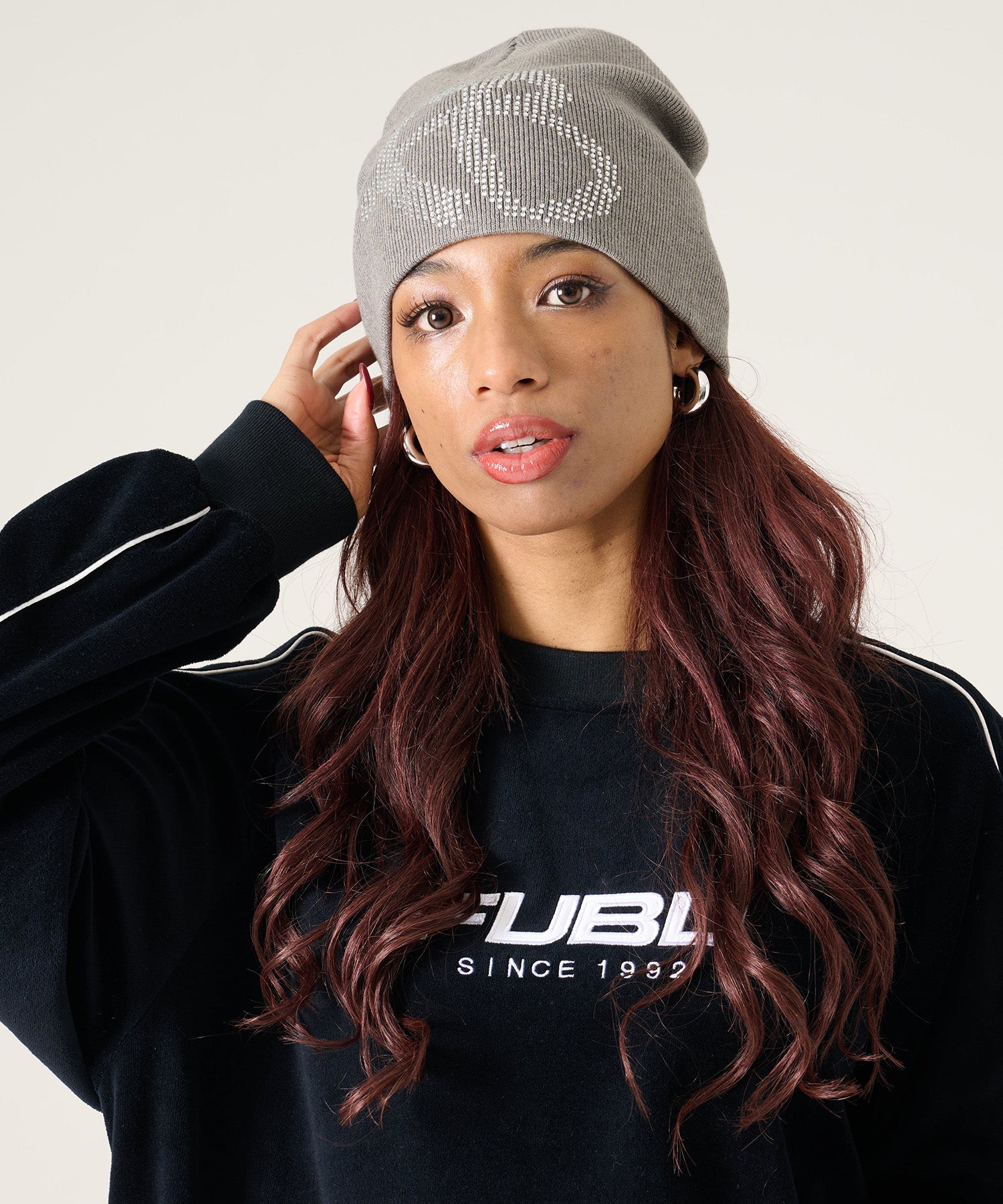 FUBU フブ ラインストーン付きビーニー。FUBUはアメリカの代表的な