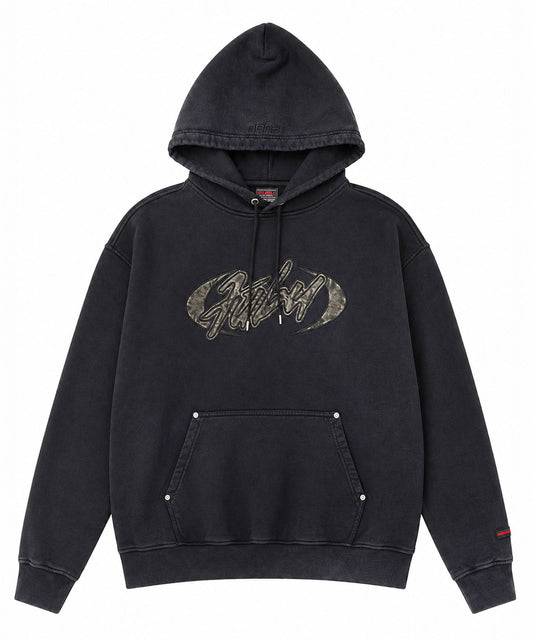 【NEW】FAUX LEATHER PATCH HOODIE/フェイクレザーパッチフーディー【FAM-62704】