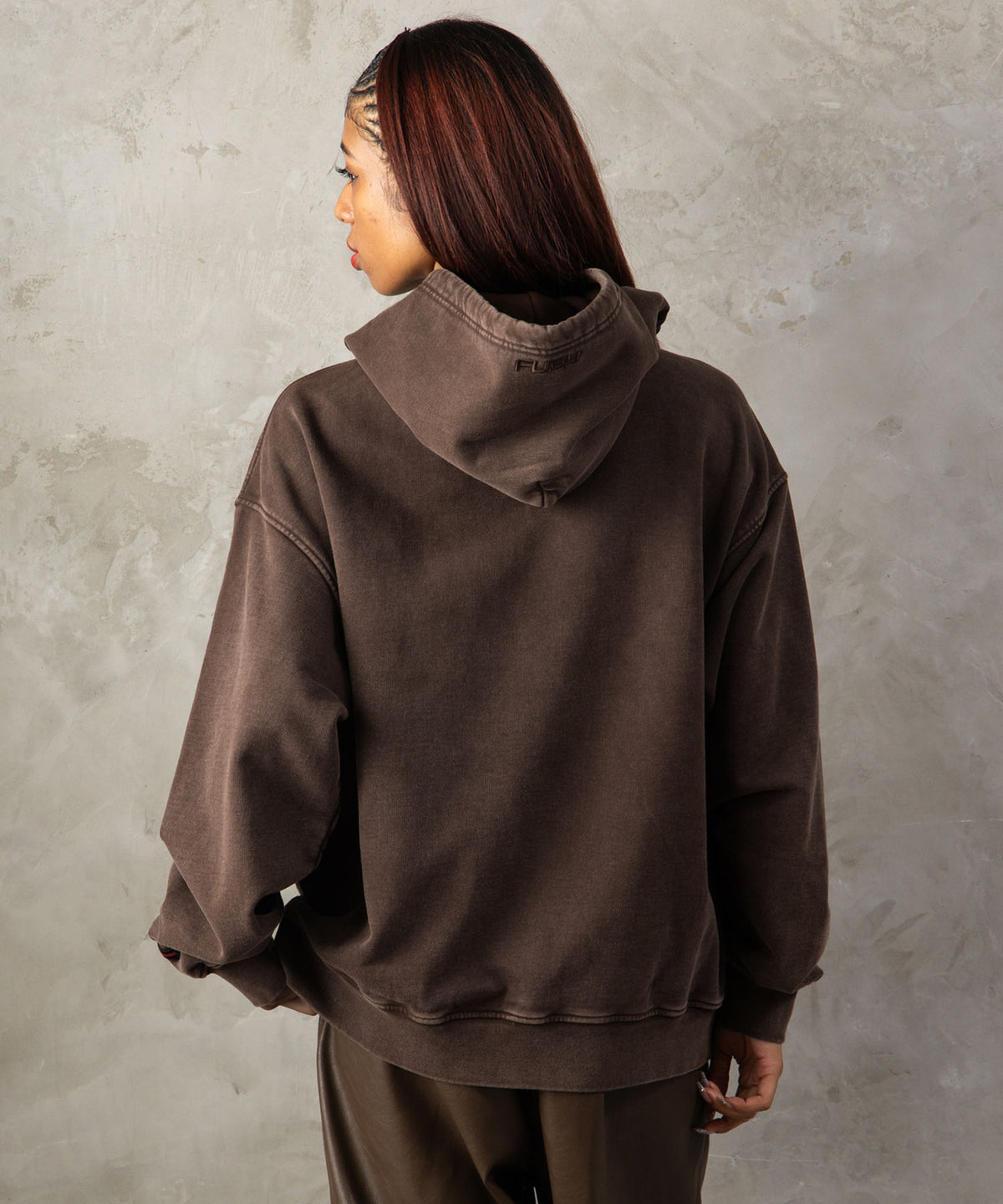 【NEW】FAUX LEATHER PATCH HOODIE/フェイクレザーパッチフーディー【FAM-62704】