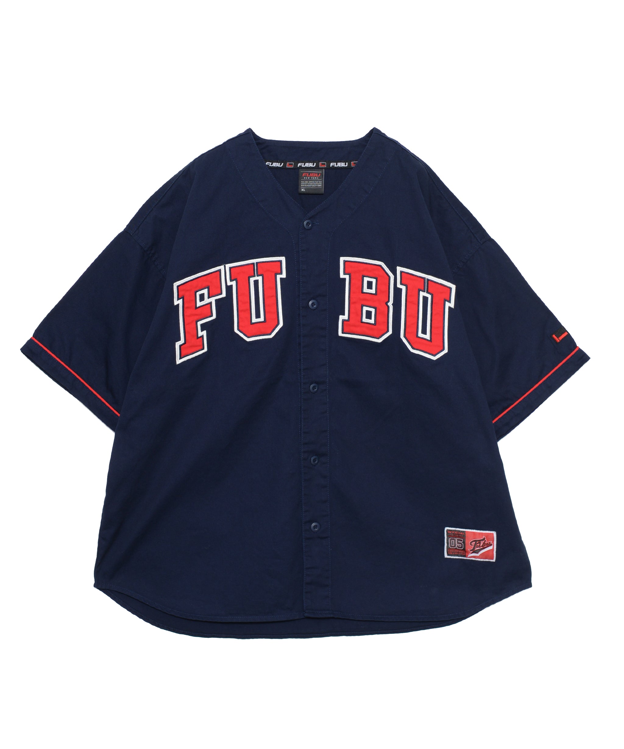 FUBU フブ ベースボールシャツ ワッペン 刺繍 ウォッシュ加工 コットン