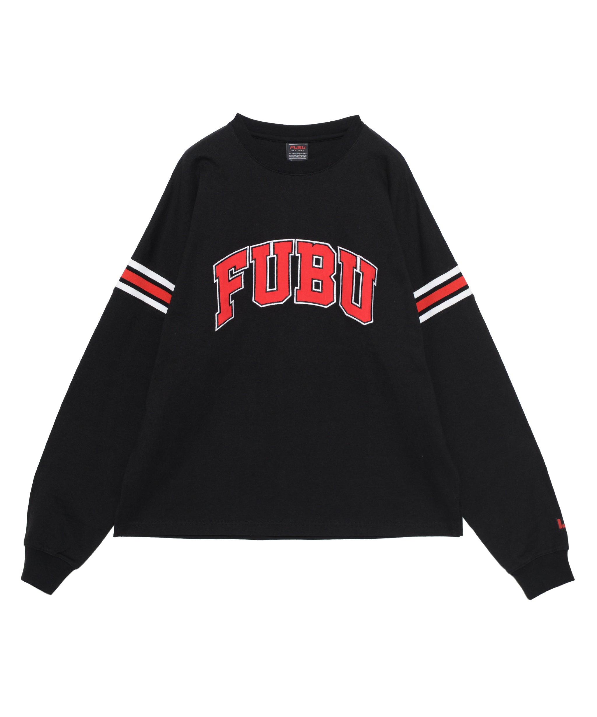 FUBU フブ 長袖 Tシャツ ツイルワッペン ロゴ アームホールライン