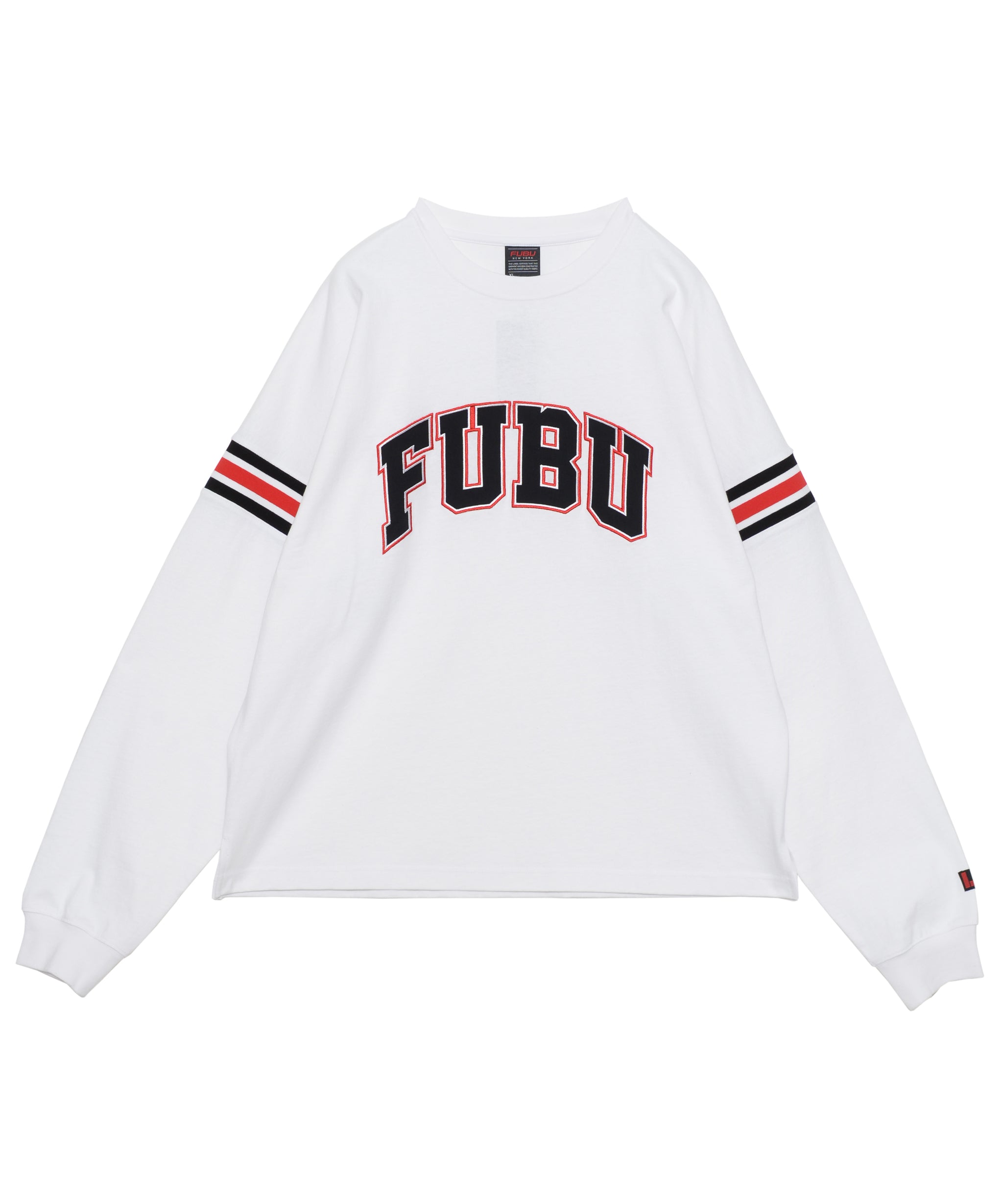 FUBU フブ 長袖 Tシャツ ツイルワッペン ロゴ アームホールライン